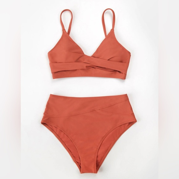 Cupshe Marsala high waisted bikini swimsuit nwt #002,008 - Picture 3 of 4